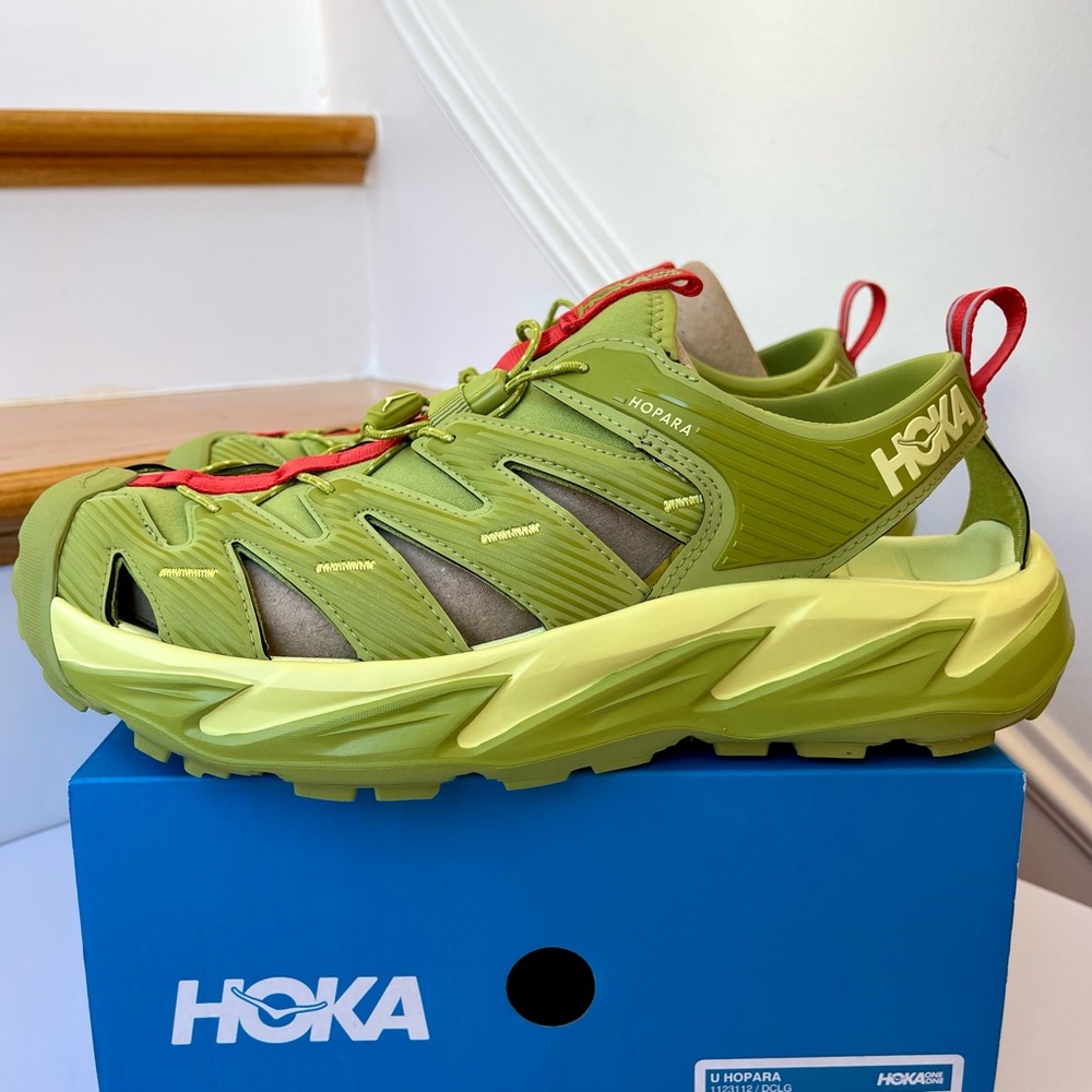 NWT Hoka Hopara Hiking Sandal Wet / Dry shoe in Dark Citron Luminary Green - Picture 14 of 16